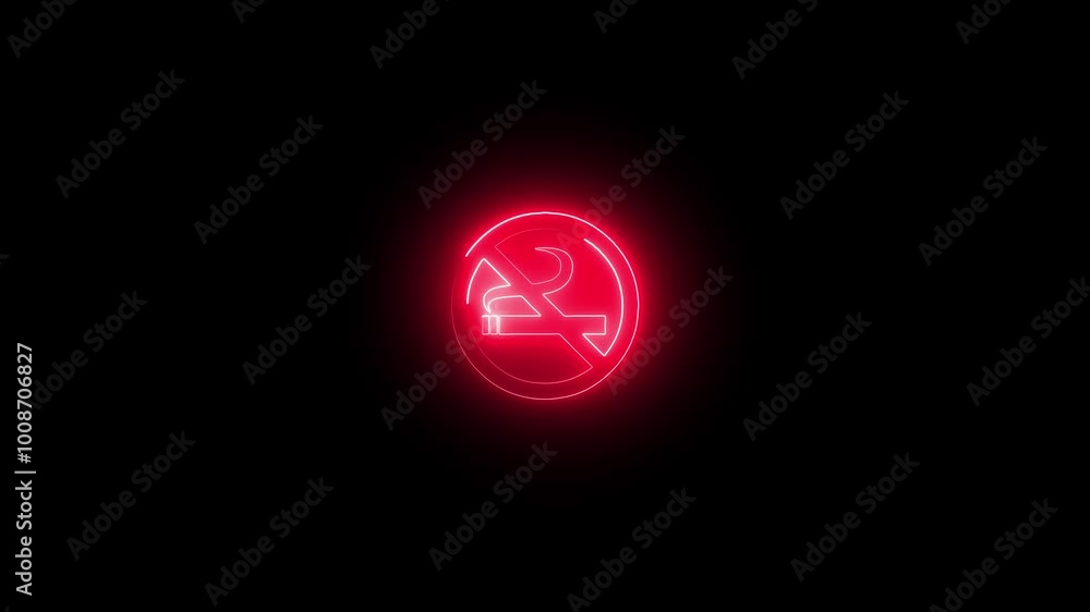 Abstract double neon No smoking icon animation on blackbackground Abstract double neon No smoking icon animation on blackbackground