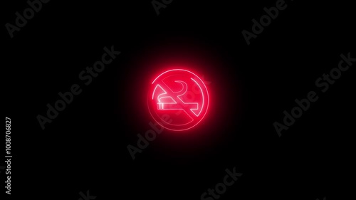 Abstract double neon No smoking icon animation on blackbackground photo