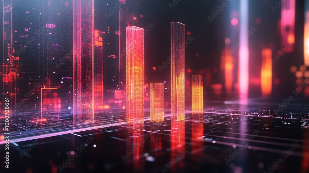 Fototapeta premium Vibrant Digital Data Visualization and Statistics Analysis