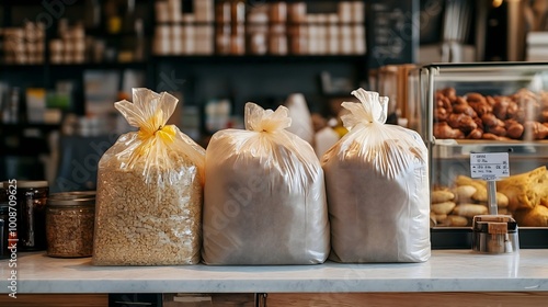 bags of garlic on the market