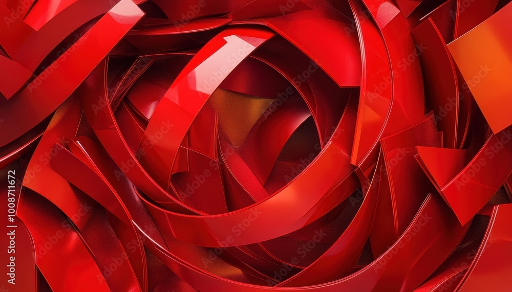 Obraz premium Abstract Red Geometric Shapes Intertwined