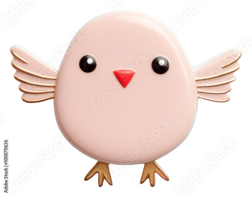 PNG Brooch of cute bird cartoon animal white background.