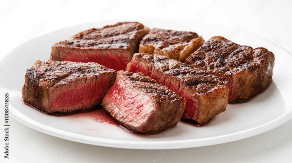 Savory Grilled Meat on White Plate Savory Grilled Meat on White Plate