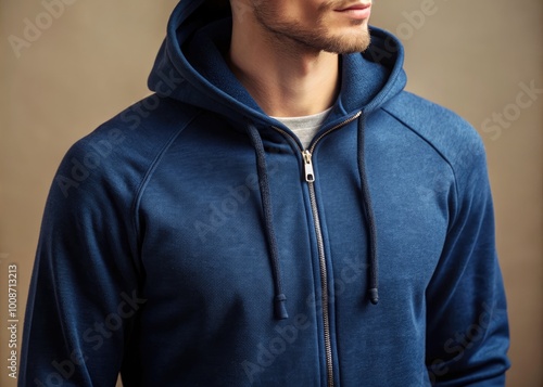 Stylish navy blue hoodie on a neutral background showcasing casual comfort and modern fashion trends