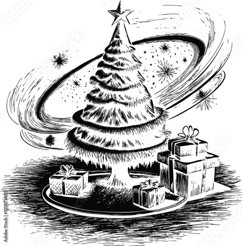 vintage Christmas tree and give the box
