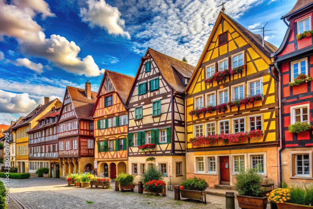 Obraz premium Traditional European architecture showcasing conservative styles and historical elements in urban settings