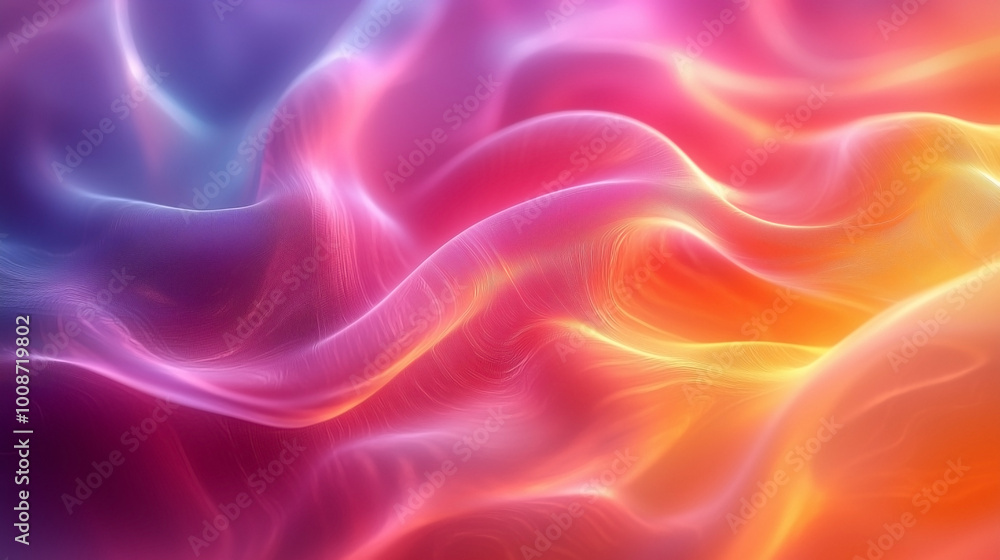 Obraz premium Vibrant neon swirls in a soft, abstract design, with glowing colors blending seamlessly in the background. A perfect representation of modern, dynamic, and cinematic abstract art.