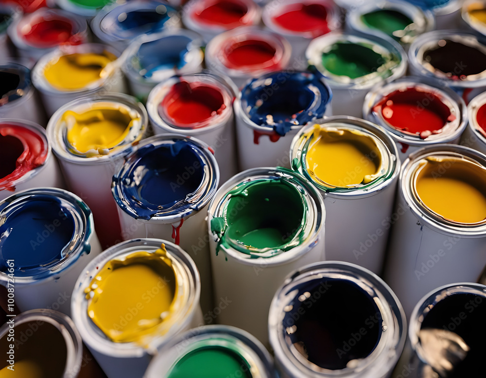 Fototapeta premium Tubes of paint. Multicolored blots. Drawing, fine art, creativity