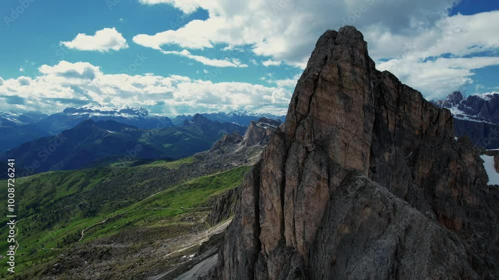 4k Drone Flys Passed Peak Of Ra Gusela Mountain At Passo di Giau, Dolomites In Northern Italy 4k Drone Flys Passed Peak Of Ra Gusela Mountain At Passo di Giau, Dolomites In Northern Italy