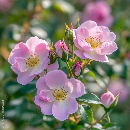 Rosa Damascena, known as the Damascus rose - pink, oleaginous, flowering, deciduous shrub plant. Valley of Roses. Close-up. Taillight. Selective focus photo