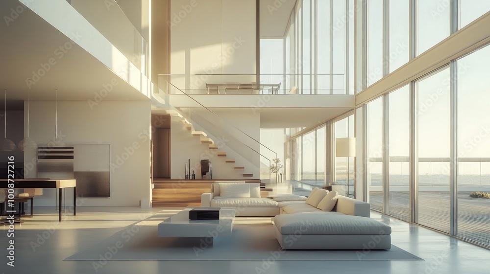 Obraz premium Modern Bright Living Room with Open Space Design