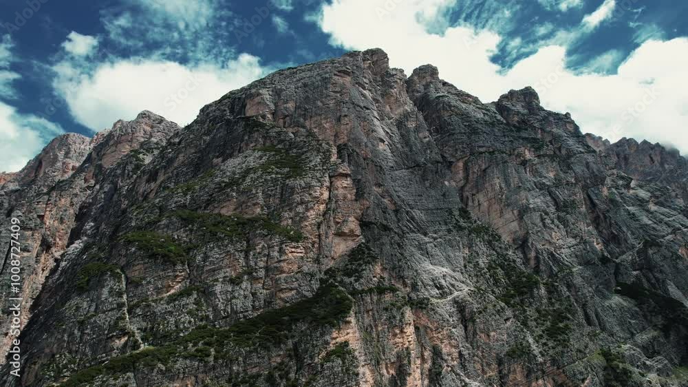 4k Drone Shot Of Dolomite Rock Cliff Face At Dolomite Mountains In Northern Italy 4k Drone Shot Of Dolomite Rock Cliff Face At Dolomite Mountains In Northern Italy