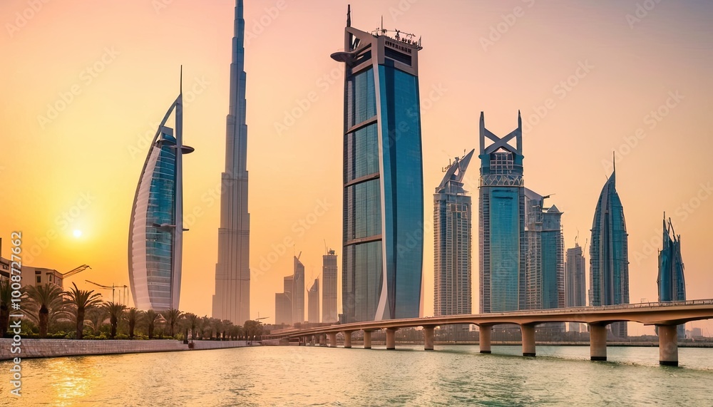 Fototapeta premium View on the financial district with Main river 3