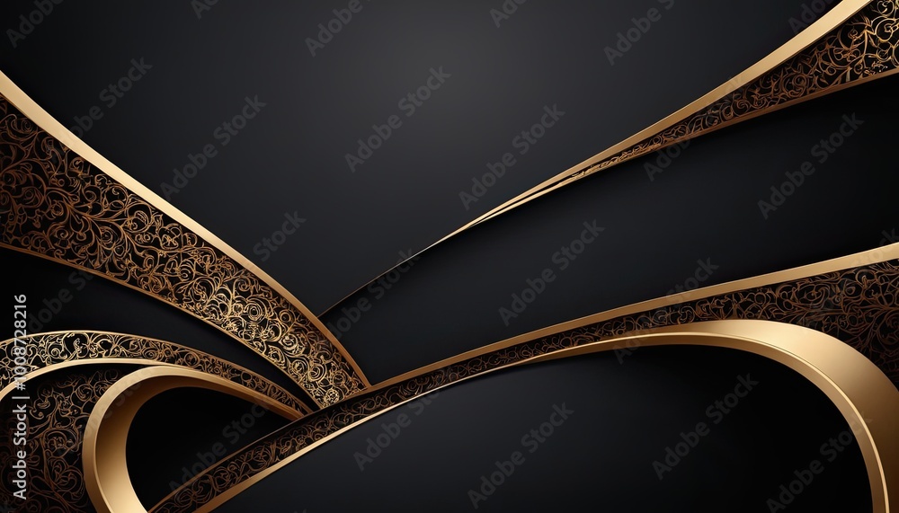 Naklejka premium Luxury abstract vector background with golden lines 3