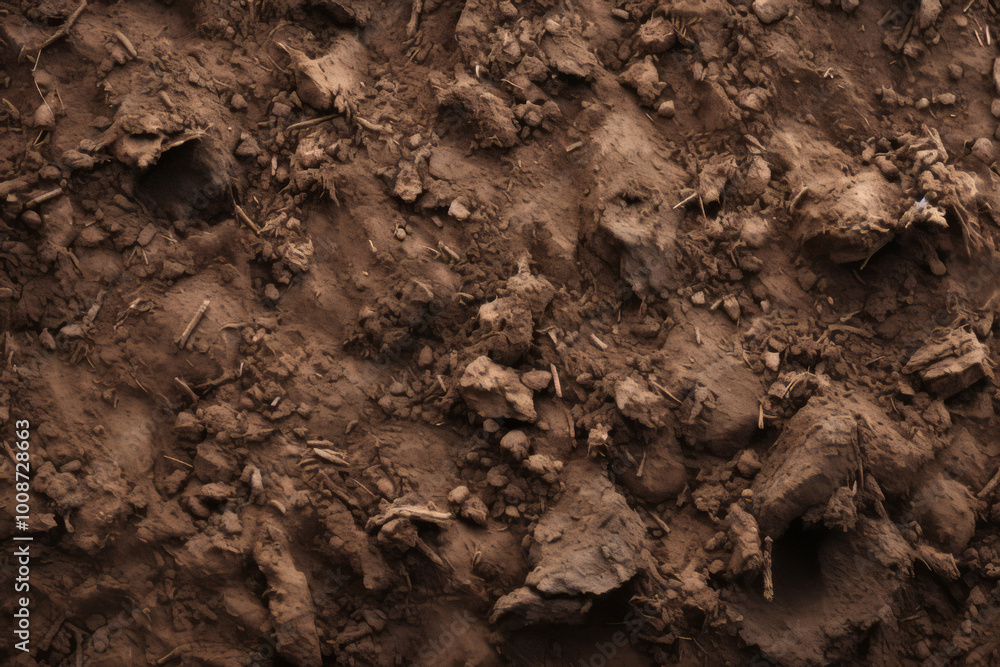 Processed collage of underground brown soil layer material texture. Background for banner Processed collage of underground brown soil layer material texture. Background for banner