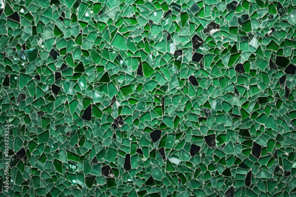 Fototapeta premium Processed collage of green terrazzo floor surface texture. Background for banner, backdrop