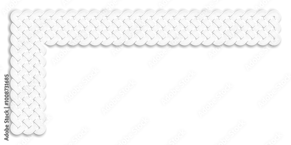 L-shaped frame with Celtic knot, white. Linear border made with Celtic knots, which looks like a plaster ornament, for use in St. Patrick's Day designs. L-shaped frame with Celtic knot, white. Linear border made with Celtic knots, which looks like a plaster ornament, for use in St. Patrick's Day designs.