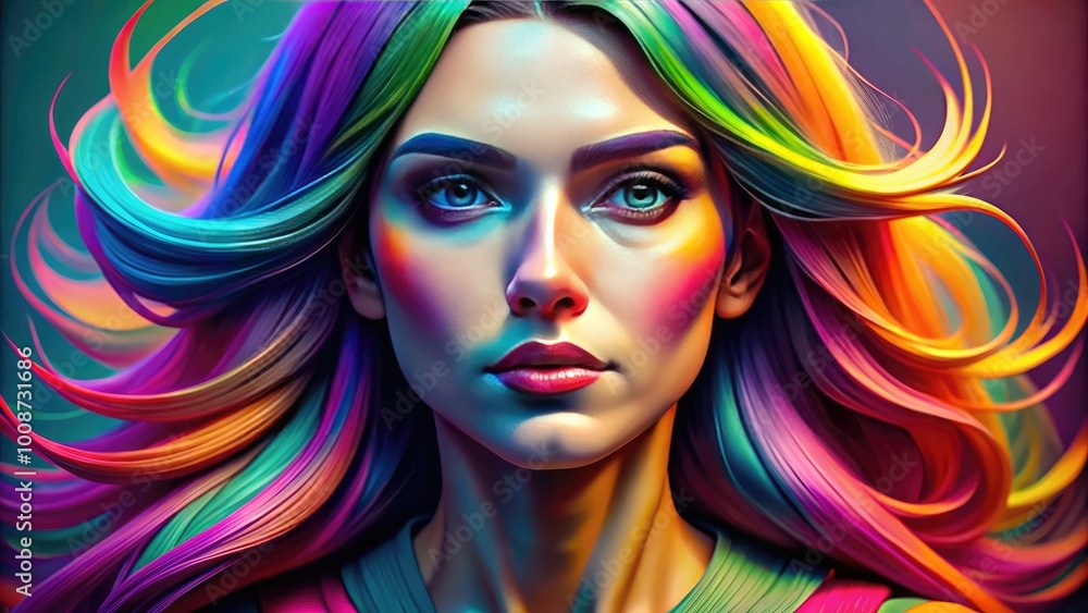 Fototapeta premium Vibrant 3D Female Icon Design for Creative Projects, Representing Diversity and Empowerment Themes
