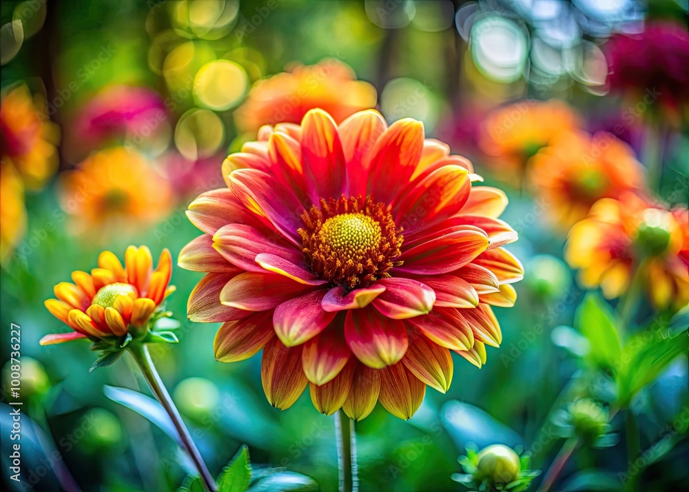Fototapeta premium Vibrant Blooming Flower in a Lush Garden Setting Showcasing Nature's Beauty and Diversity