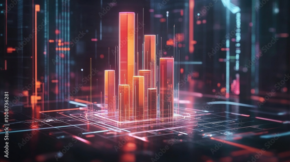 Naklejka premium Futuristic Data Visualization with Colored Graphs