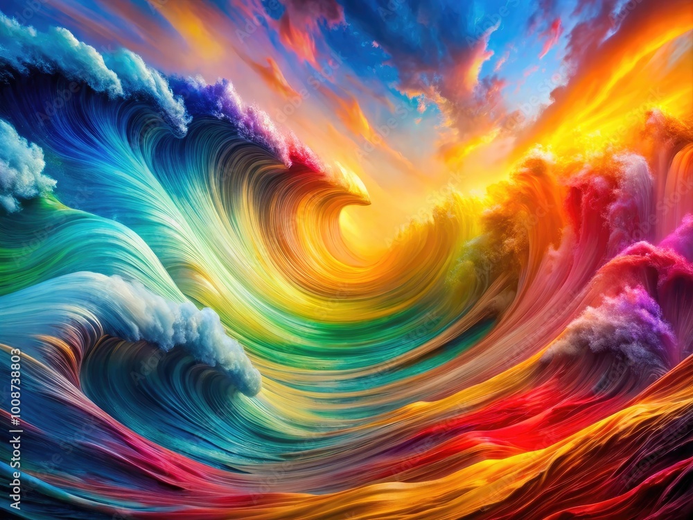 Vibrant celebration of sound with colorful abstract waves representing ululating energy and movement Vibrant celebration of sound with colorful abstract waves representing ululating energy and movement