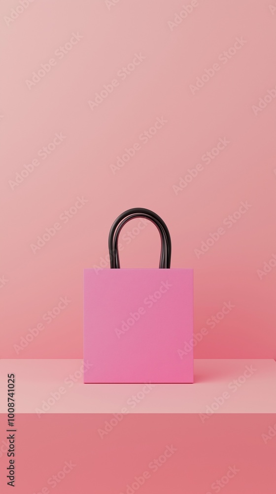 A minimalist scene with a shopping bag. A minimalist scene with a shopping bag.
