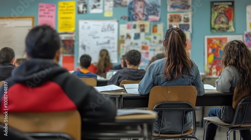 Diverse Students in a Lively Classroom Setting