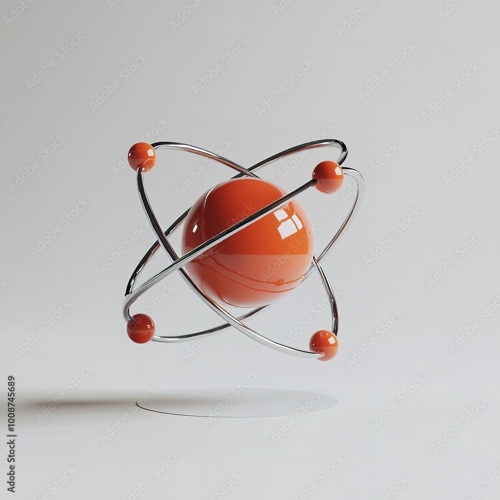 Magnetic Clickable Atom Model Realistic atom, shows the nucleus, protons, neutrons and glowing ...