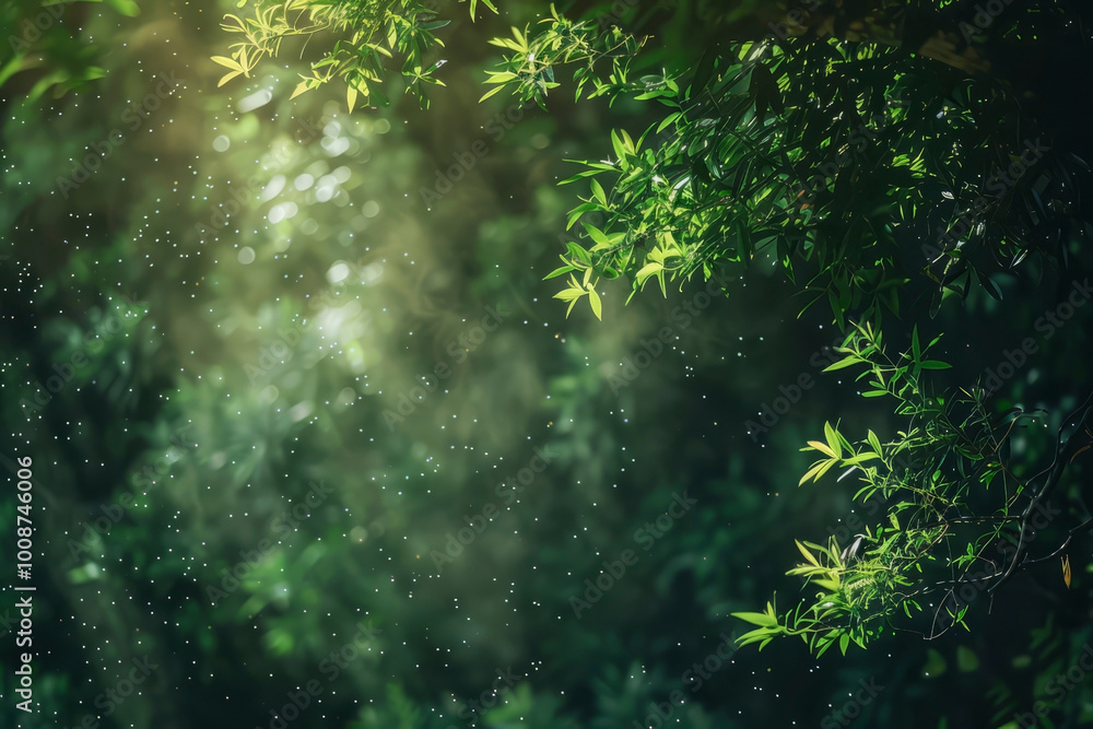 Obraz premium View of the sky from below, through the trees. Generative AI
