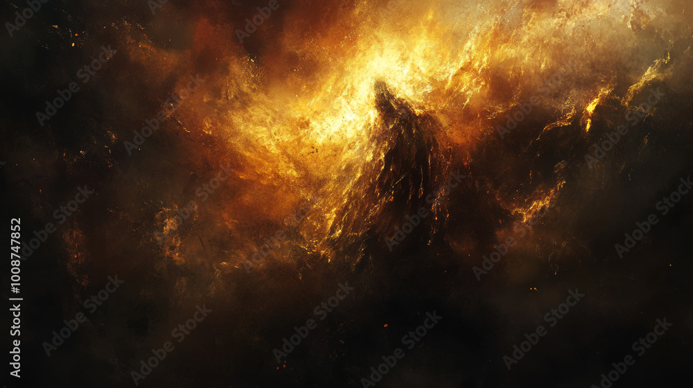 Fototapeta premium The flames danced and crackled in the darkness.