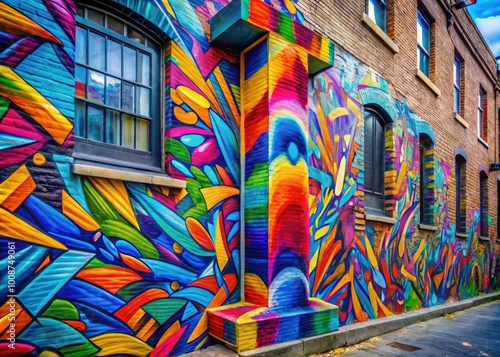 Vibrant Graffiti Letter 'I' on Urban Wall Showcasing Colorful Street Art and Creative Expression