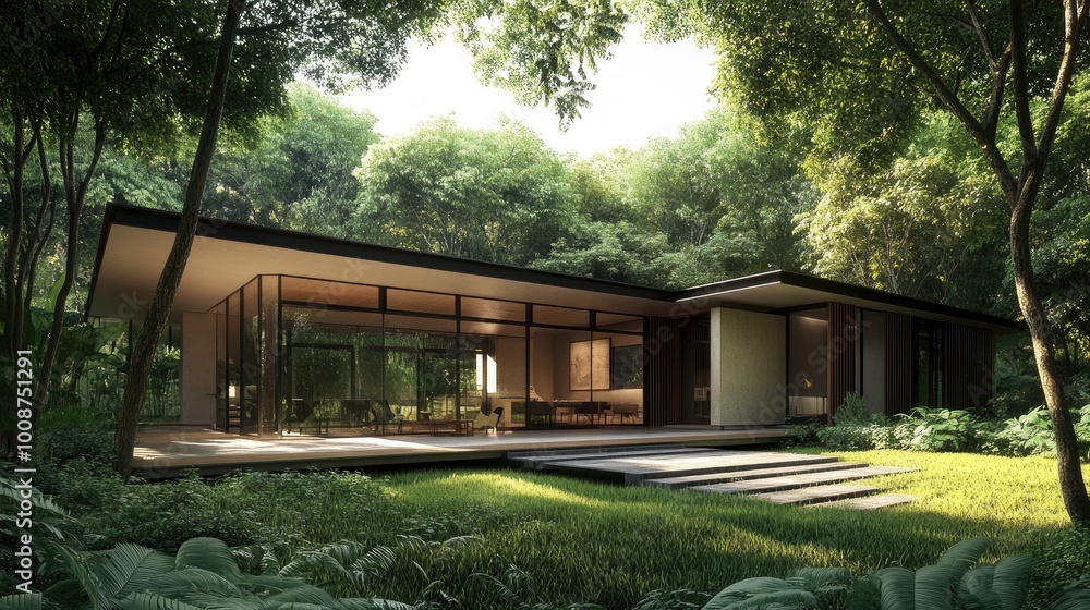 Modern Home Surrounded by Lush Greenery Modern Home Surrounded by Lush Greenery