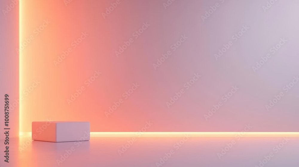 Obraz premium Adaptive lighting system in a minimalist modern living room, balancing aesthetics and functionality with smart control features