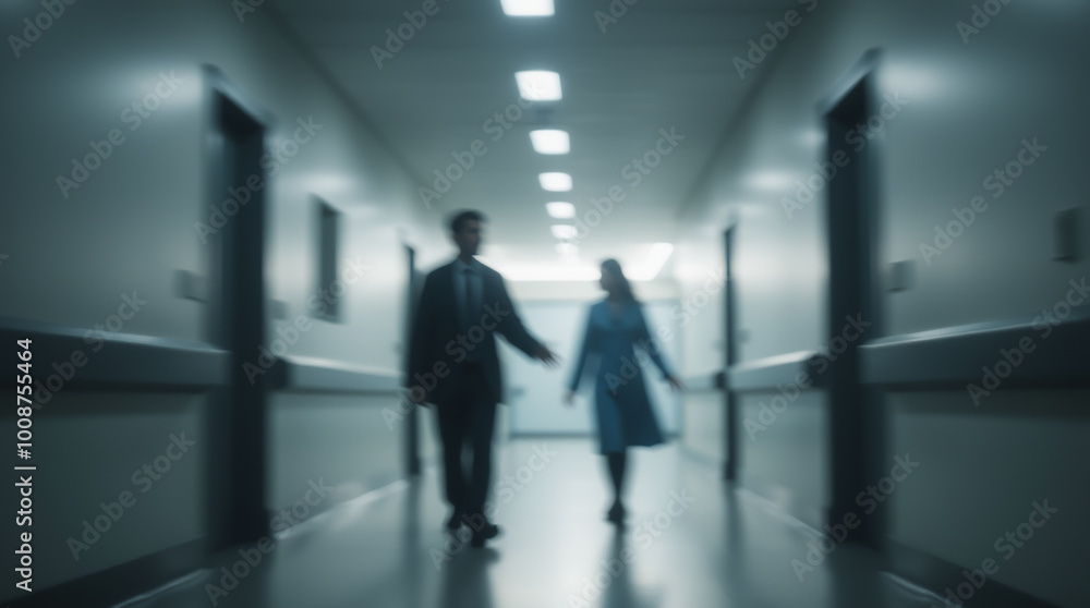 Medical staff in a clinic corridor creating a professional environment Medical staff in a clinic corridor creating a professional environment
