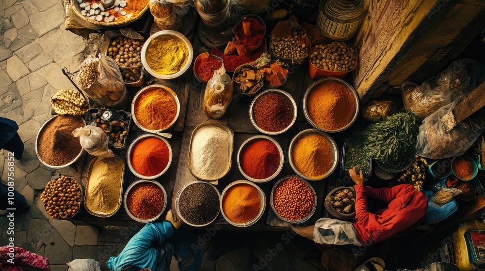 Vibrant Spices Displayed in a Marketplace Vibrant Spices Displayed in a Marketplace