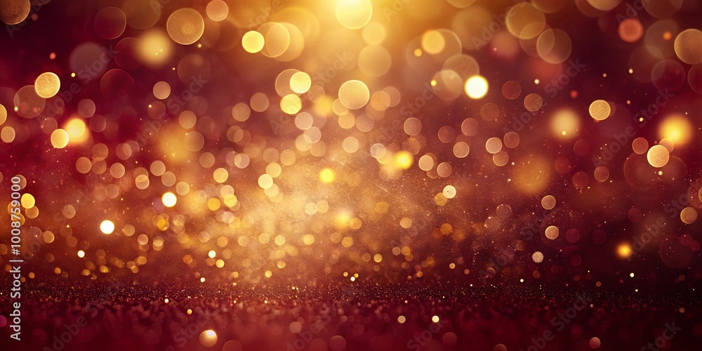 Shimmering Gold and Red Abstract Background with Sparkling Dust Shimmering Gold and Red Abstract Background with Sparkling Dust