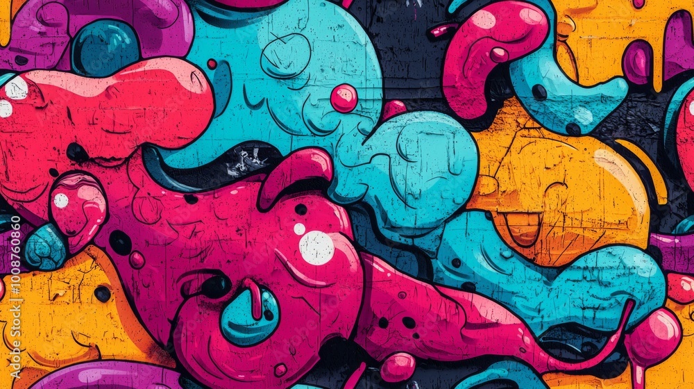 Obraz premium Abstract urban street art graffiti seamless pattern. Urban style modern background wallpaper