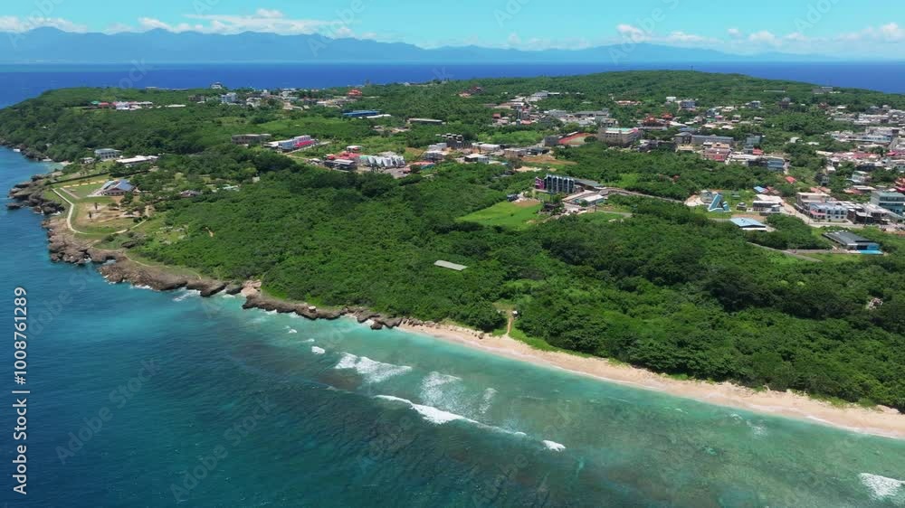 Aerial view coastline of Xiaoliuqiu island in pingtung, Taiwan.