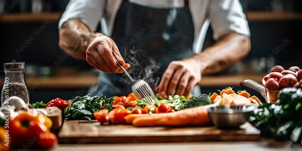 Nutritionist preparing a healthy meal, explaining the benefits of each ingredient, cozy kitchen setting Nutritionist preparing a healthy meal, explaining the benefits of each ingredient, cozy kitchen setting
