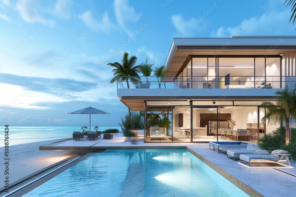 Modern home with a pool architecture building outdoors. Modern home with a pool architecture building outdoors.