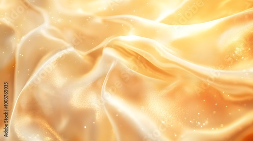 A close-up of soft, flowing cream-colored silk with subtle shimmering light reflections