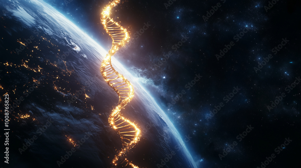 Fototapeta premium DNA Molecule Against the Infinite Cosmos