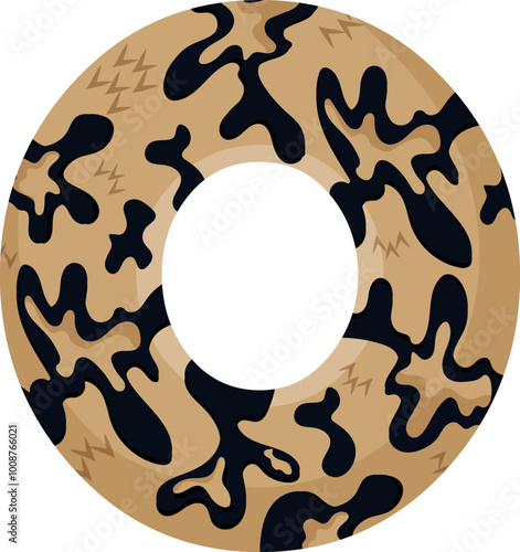 
design of number 0 for new year with animal design namely with detailed skin spots of common yellow boa, vector