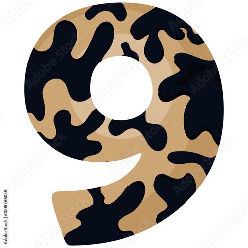 number 9 design for new year with animal design namely with spots of common yellow boa, vector