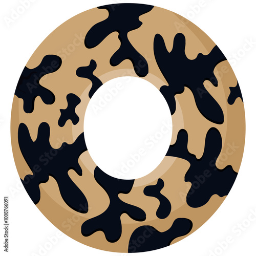 design of the number 0 for the new year with an animal design, namely with the spots of a common yellow boa, vector