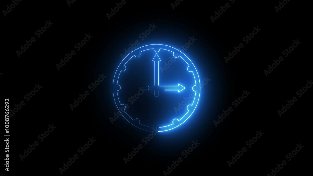 Glowing neo clock animation icon timer wall clock smart watch digital analog clock, neon wall clock Glowing neo clock animation icon timer wall clock smart watch digital analog clock, neon wall clock