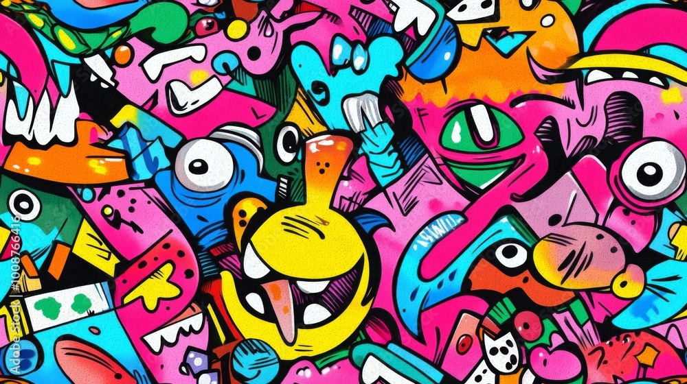 Abstract urban street art graffiti seamless pattern. Urban style modern background wallpaper Abstract urban street art graffiti seamless pattern. Urban style modern background wallpaper