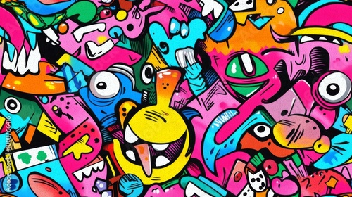 Wallpaper Mural Abstract urban street art graffiti seamless pattern. Urban style modern background wallpaper Torontodigital.ca
