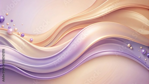 Abstract Fluid Swirls with Pastel Spheres and a Gradient Background