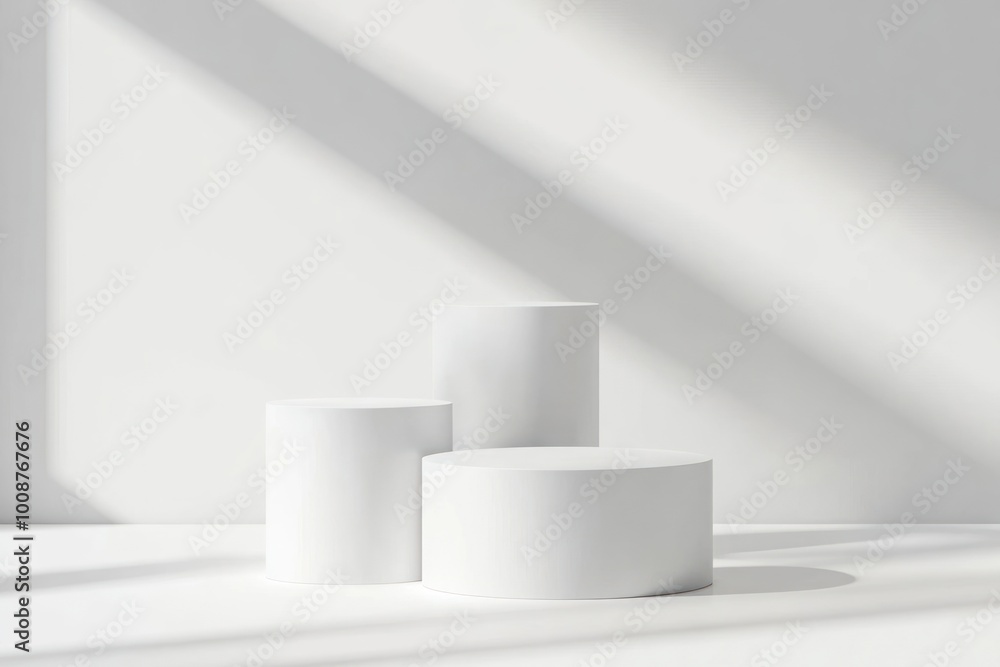 Three cylinder podiums white background product. Three cylinder podiums white background product.